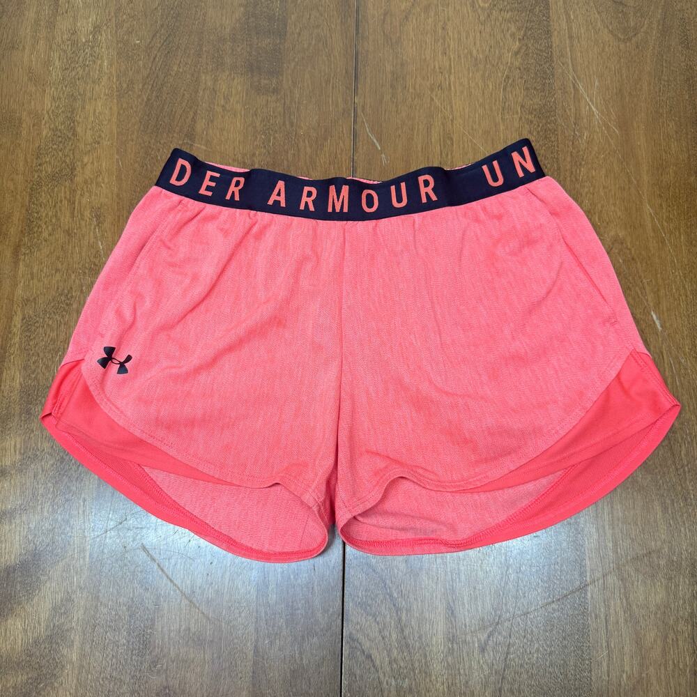 Under Armour Play Up 3.0 Twist Shorts Women Small Coral Pink 3" Athletic